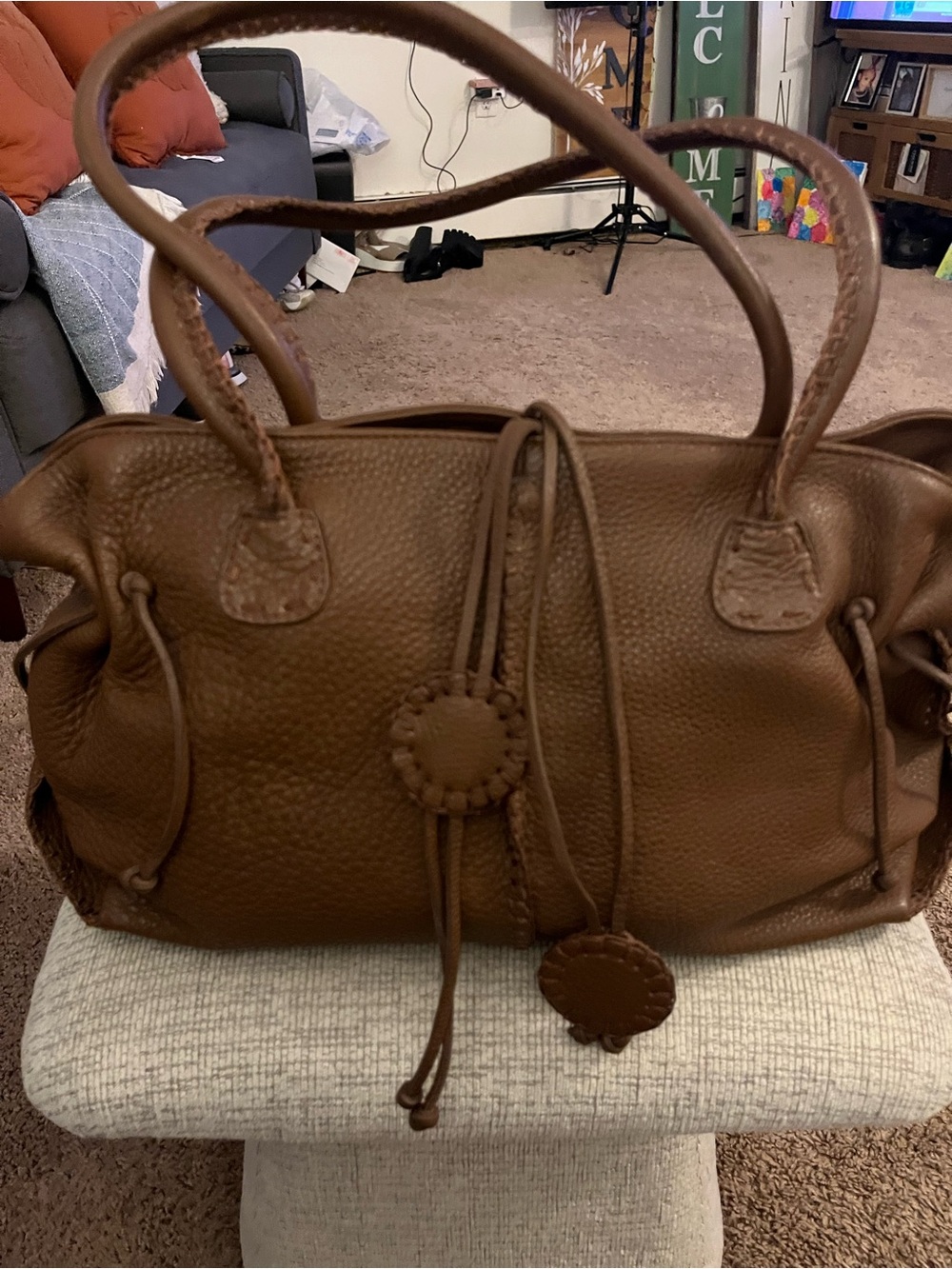 Fatto a Mano by Carlos Falchi signature leather satchel